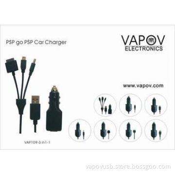 USB Cable Car Charger 3 in 1 For  Sony Game Palyer PSP PSP